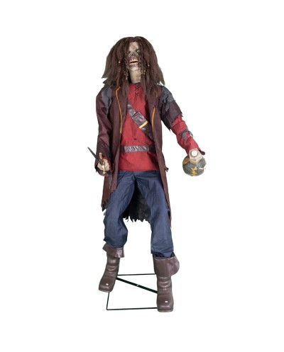DECORATION HALLOWEEN PIRATE PETE 180 CM ANIMATRONIC MOUVEMENT SON  LUMIERE