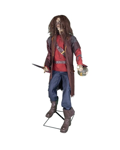 DECORATION HALLOWEEN PIRATE PETE 180 CM ANIMATRONIC MOUVEMENT SON  LUMIERE