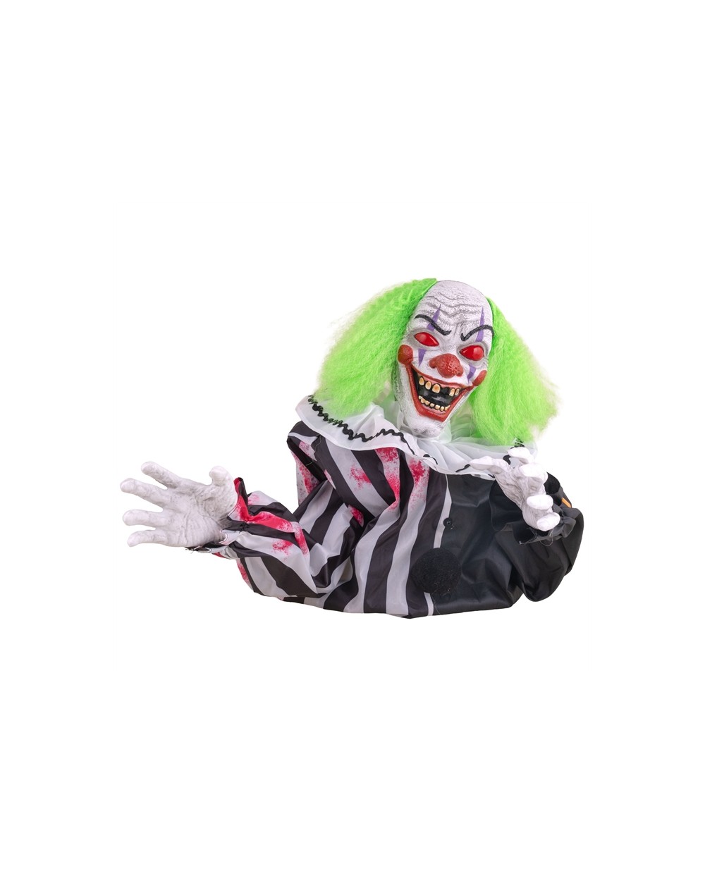 DECORATION HALLOWEEN BUSTE CLOWN ANIME 35 CM ANIMATRONIC MOUVEMENT SON  LUMIERE