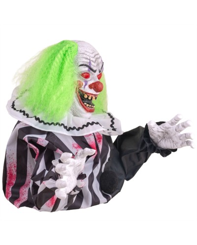 DECORATION HALLOWEEN BUSTE CLOWN ANIME 35 CM ANIMATRONIC MOUVEMENT SON  LUMIERE
