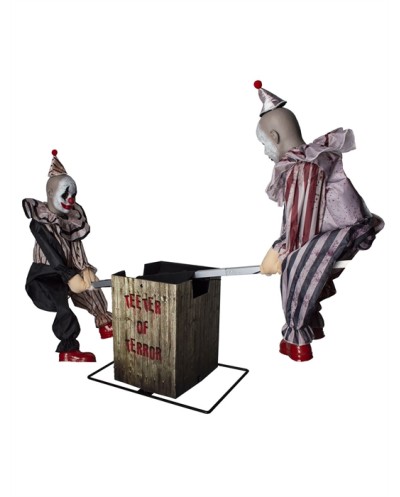 DECO HALLOWEEN2 CLOWNS SUR BALANCOIRE 125 CM LUMIERE SON ET MOUVEMNT 