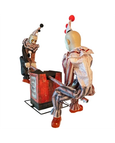 DECO HALLOWEEN2 CLOWNS SUR BALANCOIRE 125 CM LUMIERE SON ET MOUVEMNT 