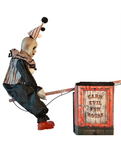 DECO HALLOWEEN2 CLOWNS SUR BALANCOIRE 125 CM LUMIERE SON ET MOUVEMNT 