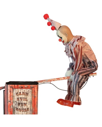 DECO HALLOWEEN2 CLOWNS SUR BALANCOIRE 125 CM LUMIERE SON ET MOUVEMNT 