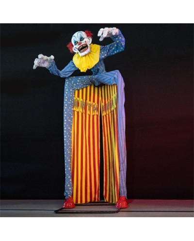 DECO HALLOWEEN ENTREE CLOWN ANIMATRONIC MOUVEMENT LUMIERE ET SON 290 CM
