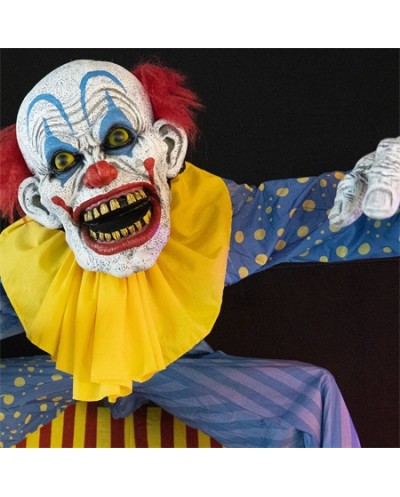 DECO HALLOWEEN ENTREE CLOWN ANIMATRONIC MOUVEMENT LUMIERE ET SON 290 CM
