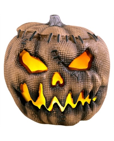 DECO HALLOWEEN CITROUILLE LUMINEUSE EFFET TOILE DE JUTE 30 CM