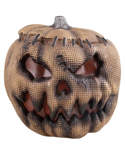 DECO HALLOWEEN CITROUILLE LUMINEUSE EFFET TOILE DE JUTE 30 CM