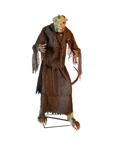 DECO HALLOWEEN RAT MUTANT MORTEL ANIMATRONIC MOUVEMENT LUMIERE ET SON 155 CM