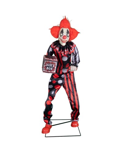 DECO HALLOWEEN CLOWN AVEC BOITE A MUSIQUE MOUVEMENT LUMIERE ET SON 175 CM