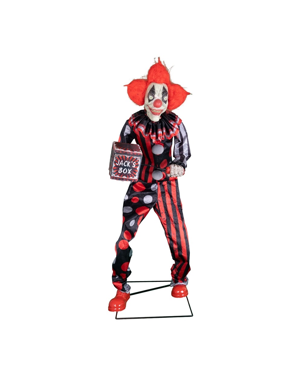 DECO HALLOWEEN CLOWN AVEC BOITE A MUSIQUE MOUVEMENT LUMIERE ET SON 175 CM