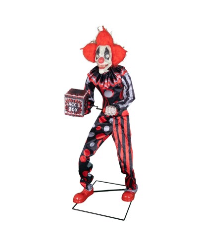 DECO HALLOWEEN CLOWN AVEC BOITE A MUSIQUE MOUVEMENT LUMIERE ET SON 175 CM