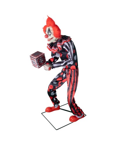 DECO HALLOWEEN CLOWN AVEC BOITE A MUSIQUE MOUVEMENT LUMIERE ET SON 175 CM