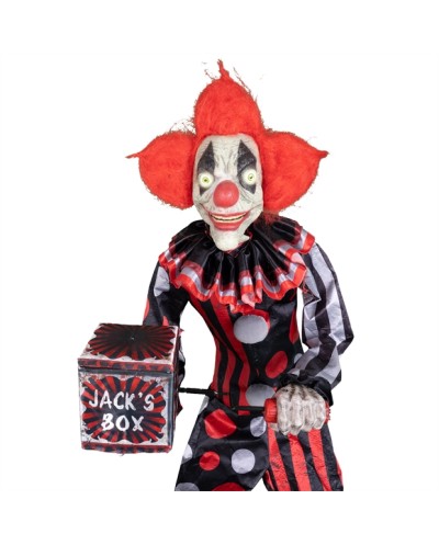DECO HALLOWEEN CLOWN AVEC BOITE A MUSIQUE MOUVEMENT LUMIERE ET SON 175 CM