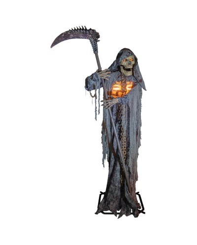 DECO HALLOWEEN FAUCHEUSE ANIMATRONIC MOUVEMENT LUMIERE SON 300 CM
