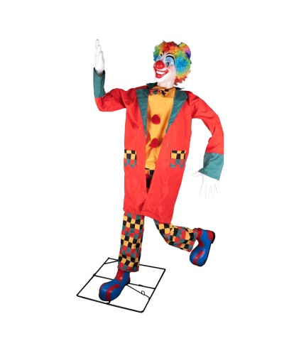 DECO HALLOWEEN CLOWN WALLY ANIMATRONIC MOUVEMENT LUMIERE SON 220 CM