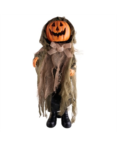 DECO HALLOWEEN JACK O LANTERN MR CITROUILLE  MOUVEMENT LUMIERE SON 90 CM