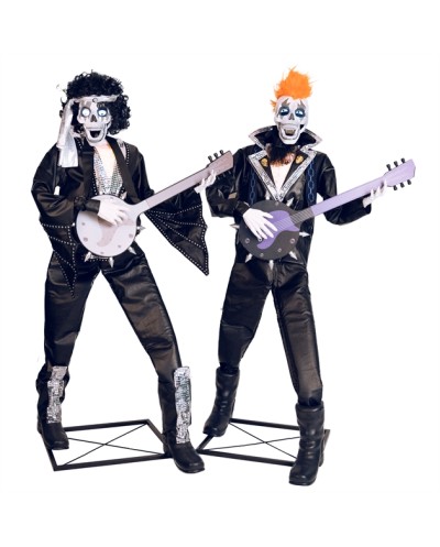 DECORATION HALLOWEEN DUO DE SQUELETTES PUNK ROCK 185 CM ANIMATRONIC