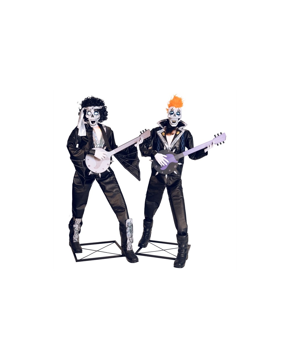 DECORATION HALLOWEEN DUO DE SQUELETTES PUNK ROCK 185 CM ANIMATRONIC