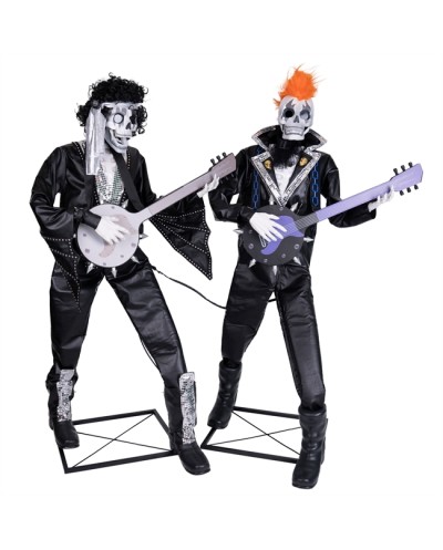 DECORATION HALLOWEEN DUO DE SQUELETTES PUNK ROCK 185 CM ANIMATRONIC