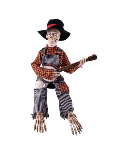 DECORATION HALLOWEEN SQUELETTE AVEC BANJO ANIMATRONIC