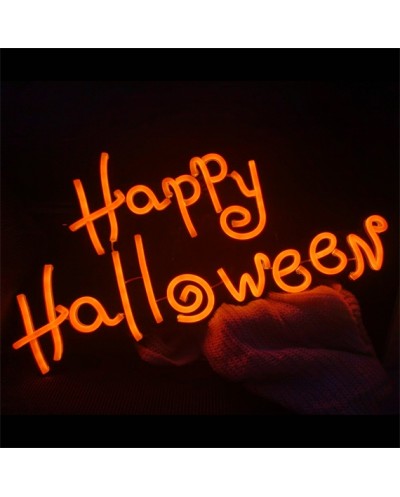 DECORATION HALLOWEEN LUMIERE NEON ORANGE HAPPY HALLOWEEN