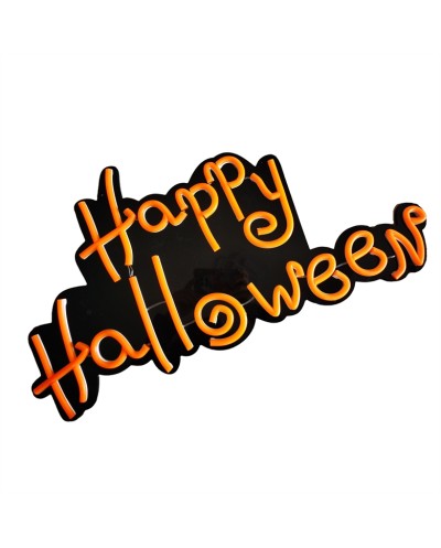 DECORATION HALLOWEEN LUMIERE NEON ORANGE HAPPY HALLOWEEN