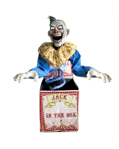 DECORATION HALLOWEEN CLOWN JACK in the box SORTI DE SA BOITE 180 CM ANIMATRONIC