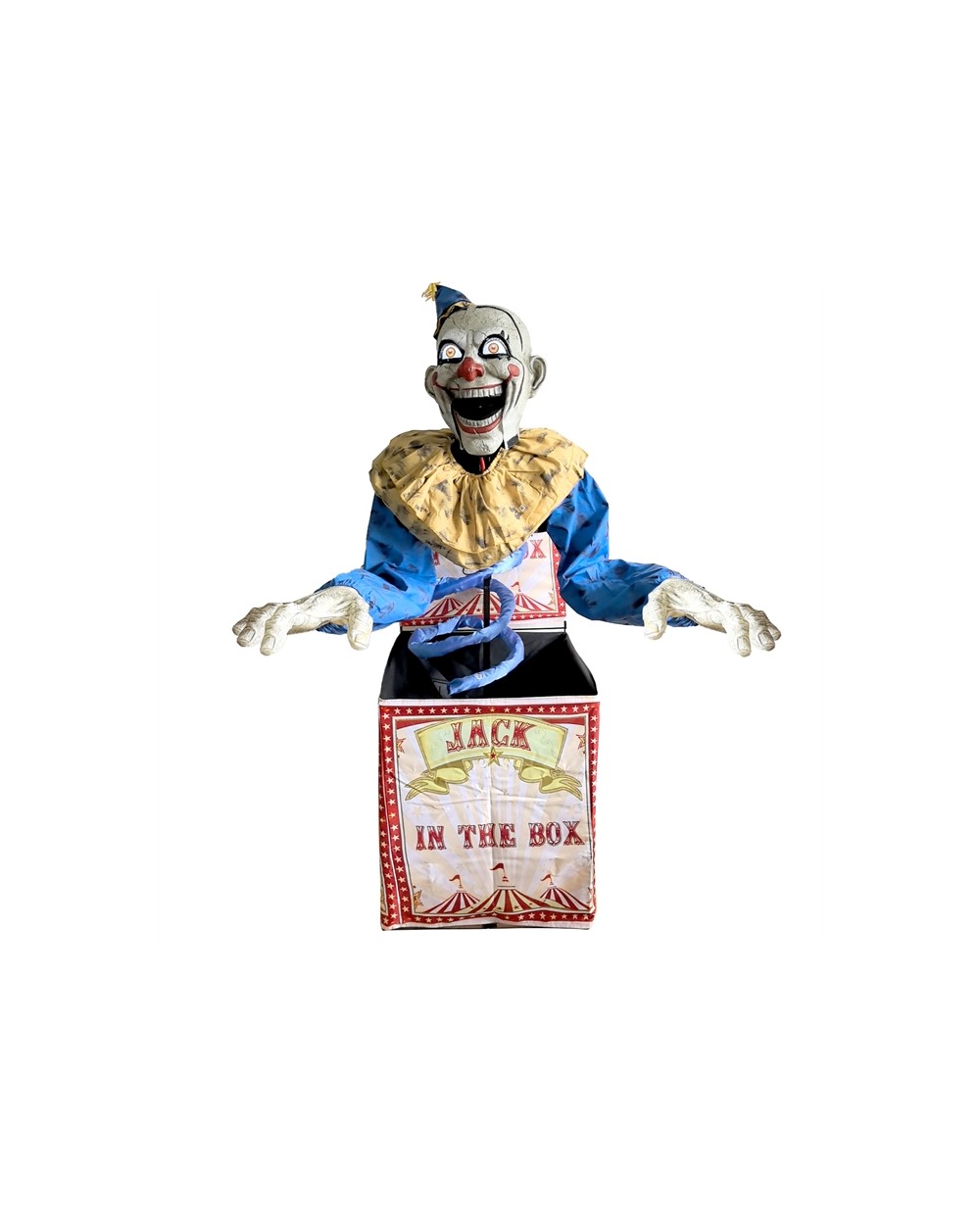 DECORATION HALLOWEEN CLOWN JACK in the box SORTI DE SA BOITE 180 CM ANIMATRONIC