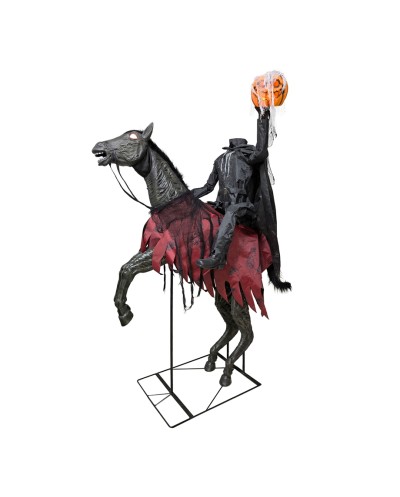 DECORATION HALLOWEEN CAVALIER DECAPITE SANS TETE  210 CM  ANIMATRONIC