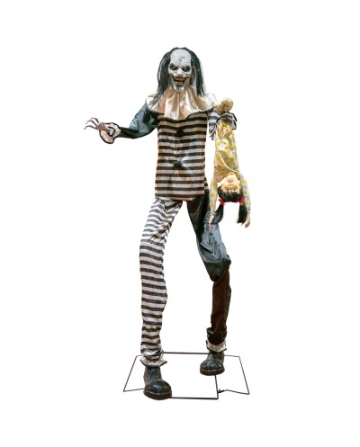 DECORATION HALLOWEEN CLOWN EFFRAYANT AVEC FILLETTE  240 CM  ANIMATRONIC