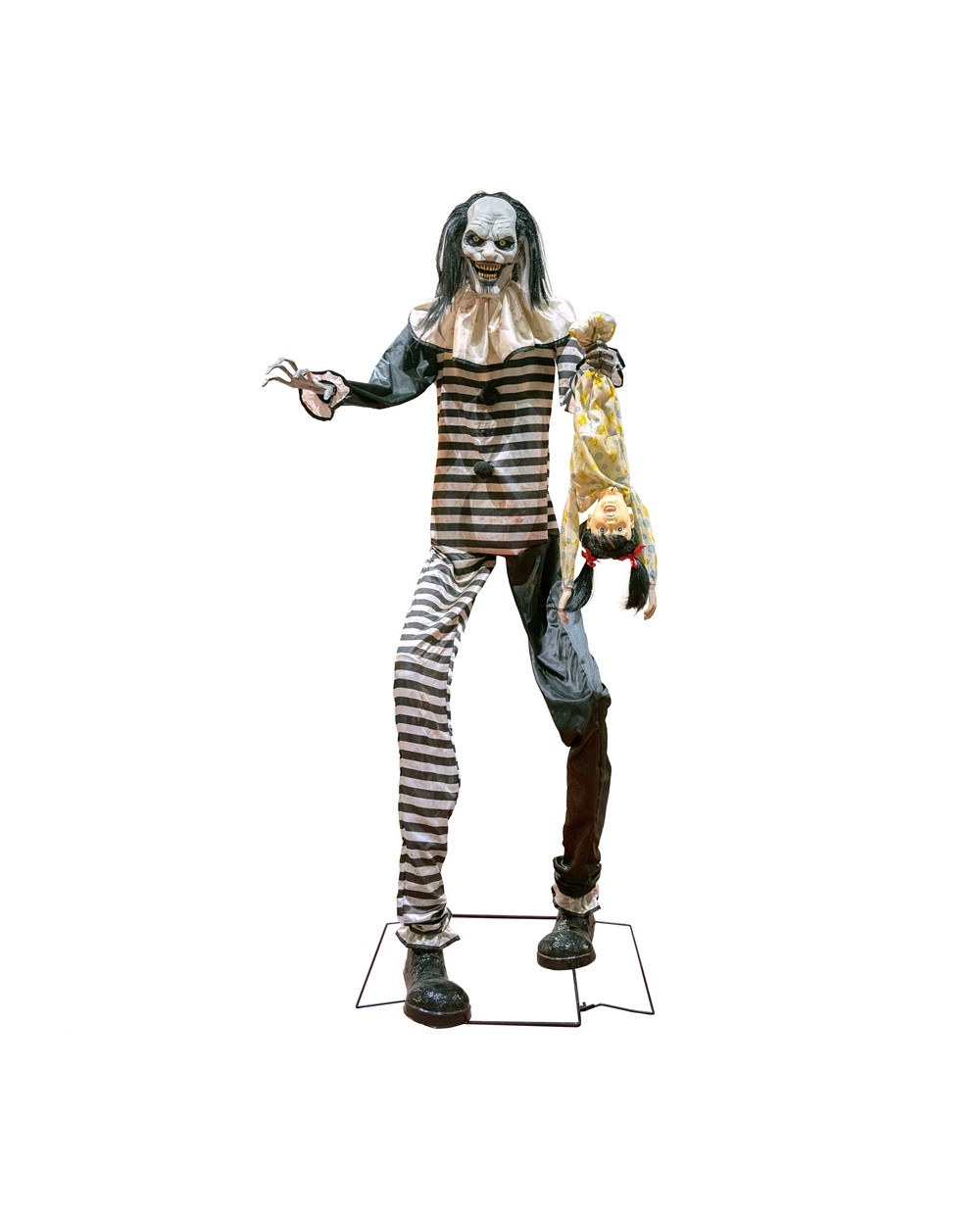DECORATION HALLOWEEN CLOWN EFFRAYANT AVEC FILLETTE  240 CM  ANIMATRONIC