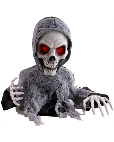 DECORATION HALLOWEEN FAUCHEUSE DE LA MORT TETE DE MORT ANIMATRONIC