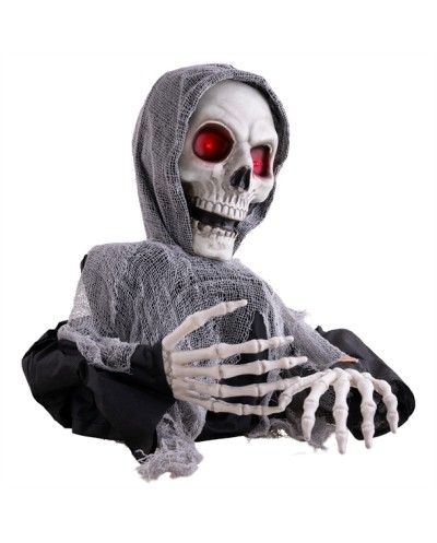 DECORATION HALLOWEEN FAUCHEUSE DE LA MORT TETE DE MORT ANIMATRONIC