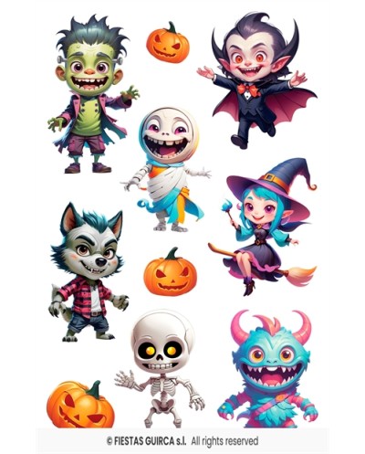 DECORATION HALLOWEEN PLANCHE PETITS AUTOCOLLANTS 