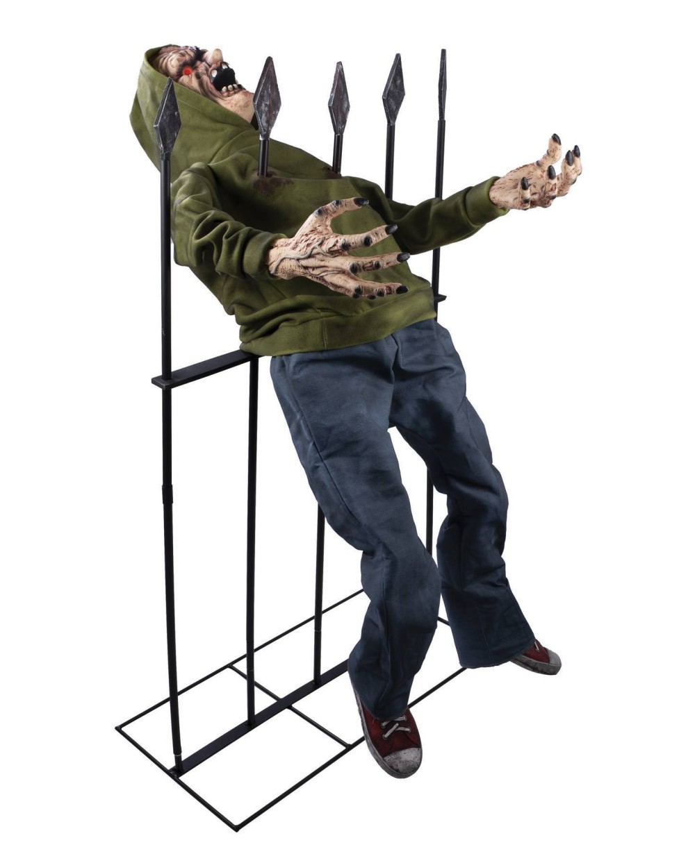 DECORATION HALLOWEEN ZOMBIE EMPALE SON  LUMIERE ET ANIME 140 CM