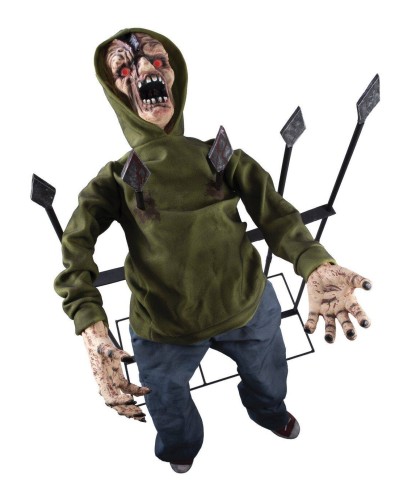 DECORATION HALLOWEEN ZOMBIE EMPALE SON  LUMIERE ET ANIME 140 CM