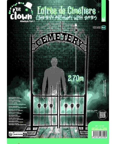 DECORATION HALLOWEEN ARCHE METAL ENTREE OU PORTAIL DE CIMETIERE 270 CM