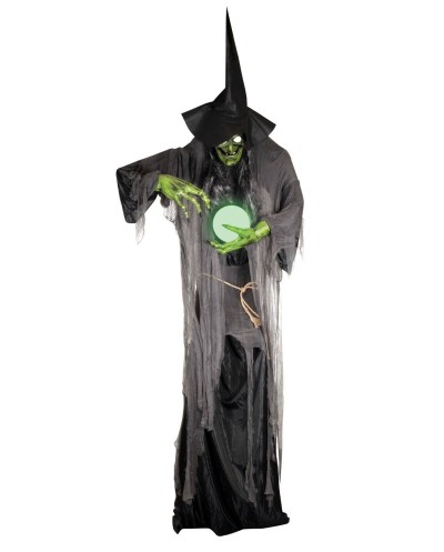 DECORATION HALLOWEEN SORCIERE XXL BOULE DE CRISTAL SON  LUMIERE ET ANIME 305 CM