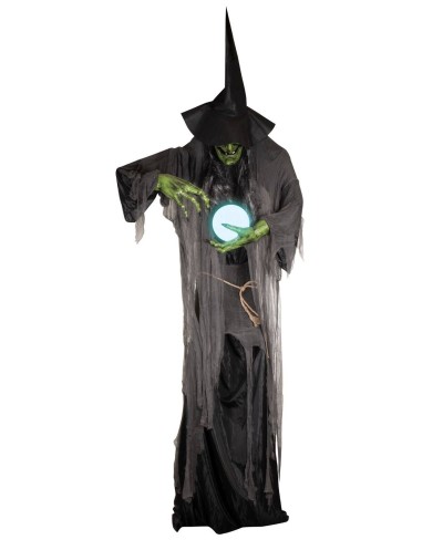 DECORATION HALLOWEEN SORCIERE XXL BOULE DE CRISTAL SON  LUMIERE ET ANIME 305 CM