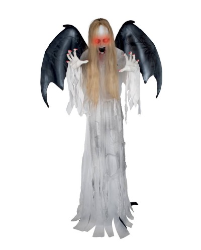 DECORATION HALLOWEEN FURIE BLANCHE ANGE DE LA MORT SON  LUMIERE ET ANIME 170 CM