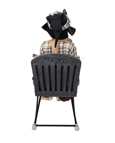 DECORATION HALLOWEEN EPOUVANTAIL SUR CHAISE BASCULE SON  LUMIERE ET ANIME 120 CM