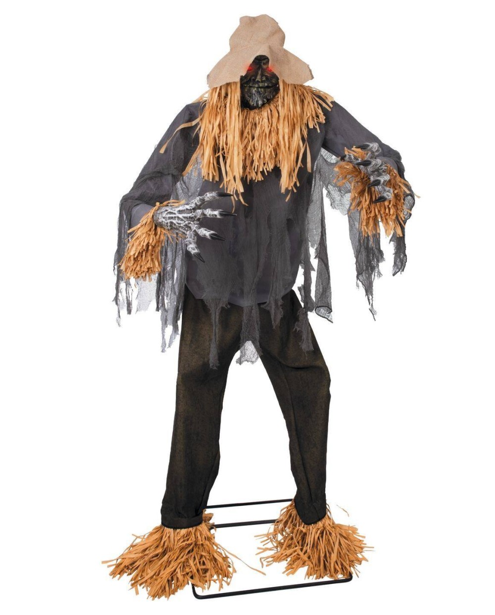 DECORATION HALLOWEEN EPOUVANTAIL SUR PIED SON  LUMIERE ET ANIME 180 CM