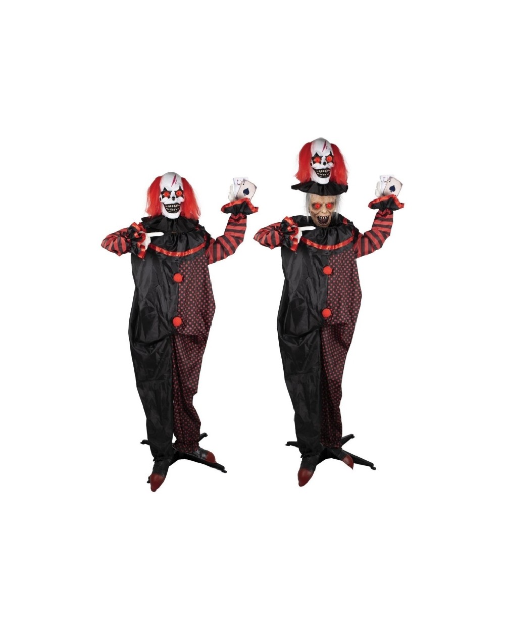 DECORATION HALLOWEEN CLOWN DOUBLE TETE SON  LUMIERE ET ANIME 180 CM