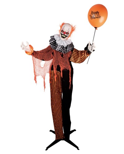 DECORATION HALLOWEEN CLOWN MALEFIQUE ORANGE NOIR SON  LUMIERE ET ANIME 166 CM
