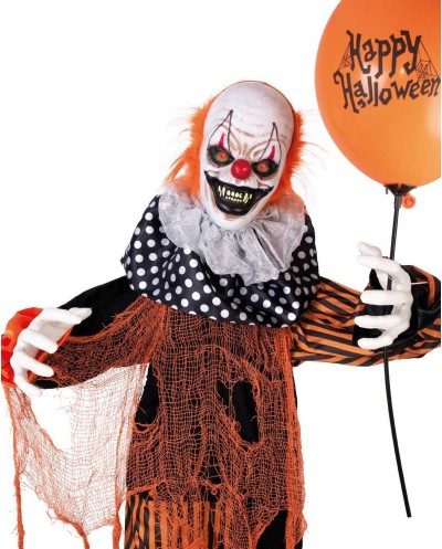 DECORATION HALLOWEEN CLOWN MALEFIQUE ORANGE NOIR SON  LUMIERE ET ANIME 166 CM