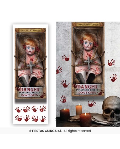 DECORATION HALLOWEEN PLANCHE AUTOCOLLANTS POUPEE TUEUSE 25 X 70 CM