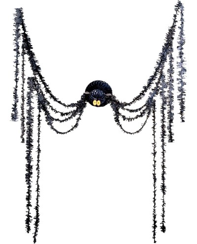 DECORATION GEANTE HALLOWEEN ARAIGNEE EN PAPIER ALVEOLE A SUSPENDRE 360 CM
