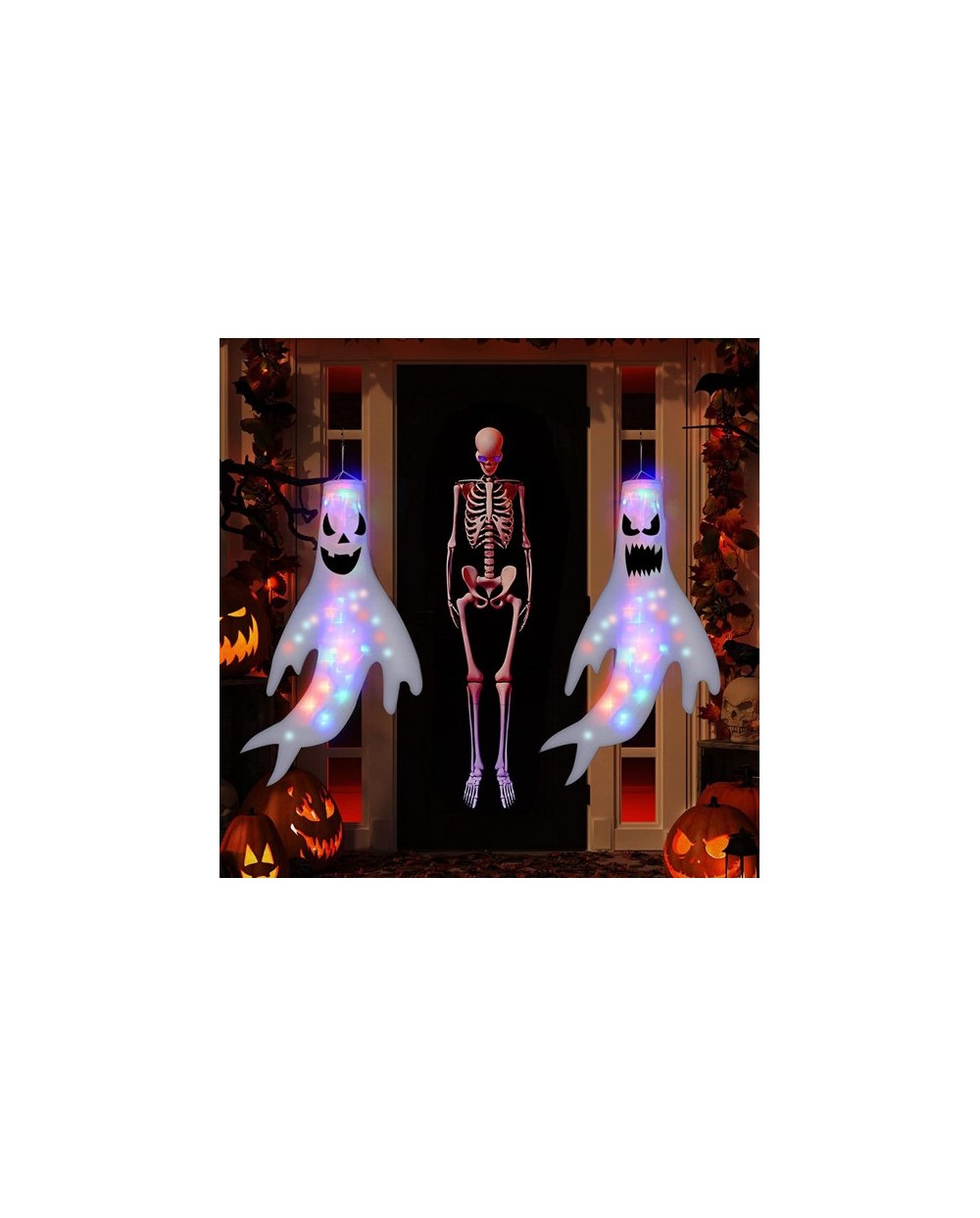 DECORATION HALLOWEEN FANTOME LUMINEUX 120 X 63 CM