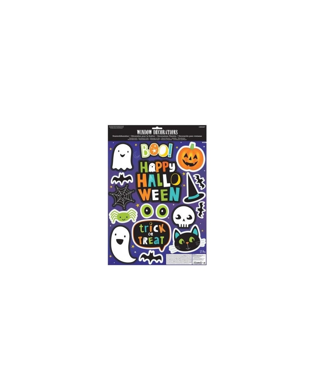 DECORATION FENETRE HAPPY HALLOWEEN PETITS CHATS CITROUILLES FANTOMES ET ARAIGNEE